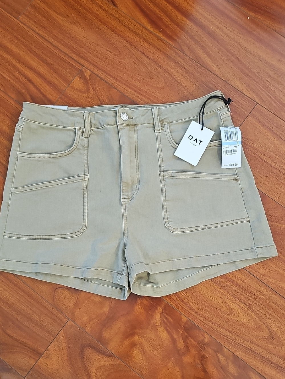 Khaki/Beige/Tan Women's High Rise Stretch Utility Carpenter Shorts Sz 31